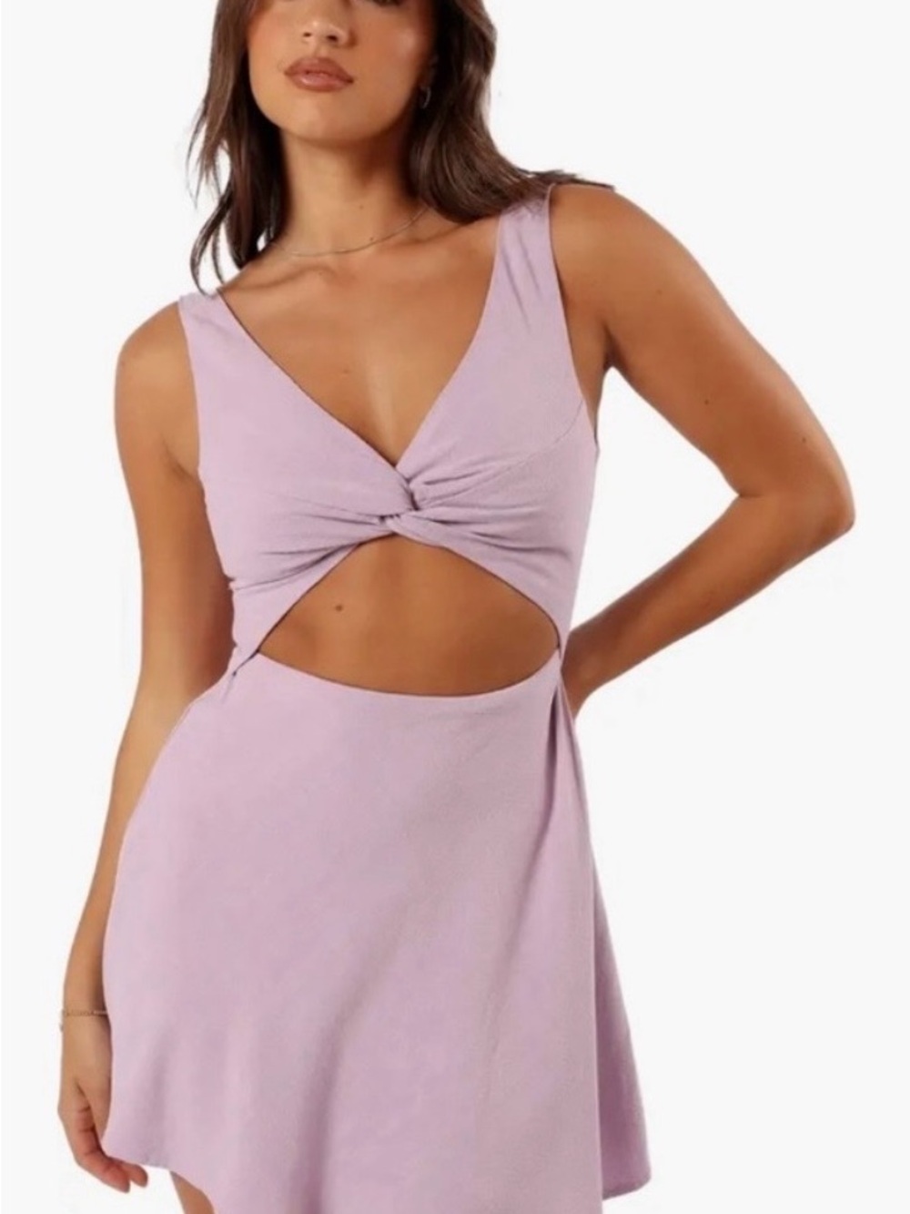 Petal & Pup Lilac Twist Cutout Mini Dress